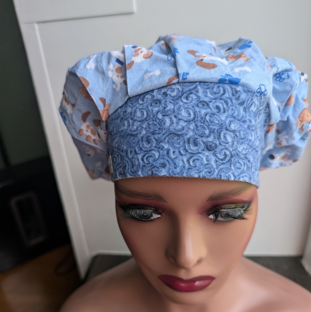 Blue and Brown Doggie Scrub Cap ORhats Brand